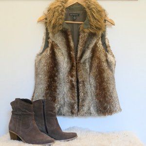 Vegan Faux Fur Vest Boho Tribal Desert (M)